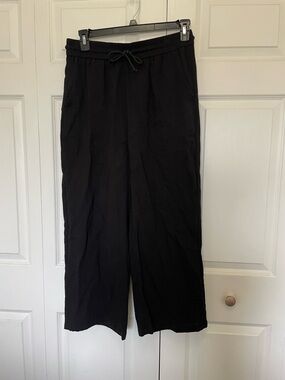 HALARA Black Wide-Leg Drawstring Pants- Petite Large